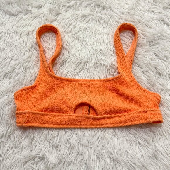Women Xhilaration Keyhole Ribbed Adjustable Bikini Top in Orange Size Small - Picture 1 of 6
